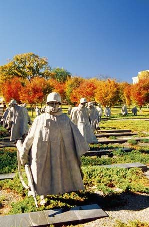 华盛顿特区。:朝鲜战争Veterans Memorial