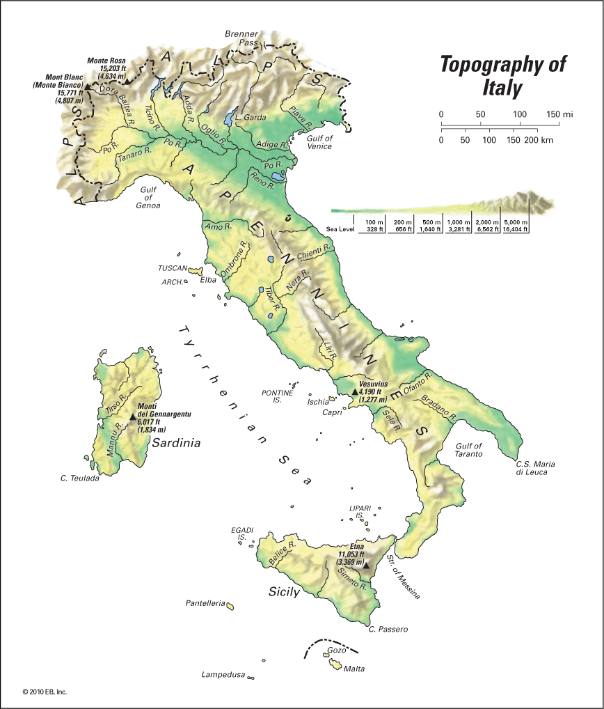 意大利:地形图