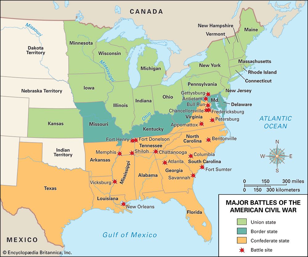 美国内战:战役的地图