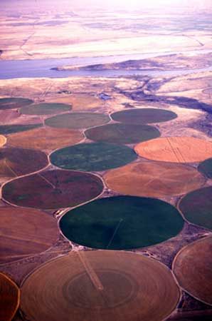 灌溉:哥伦比亚河附近的灌溉,俄勒冈州